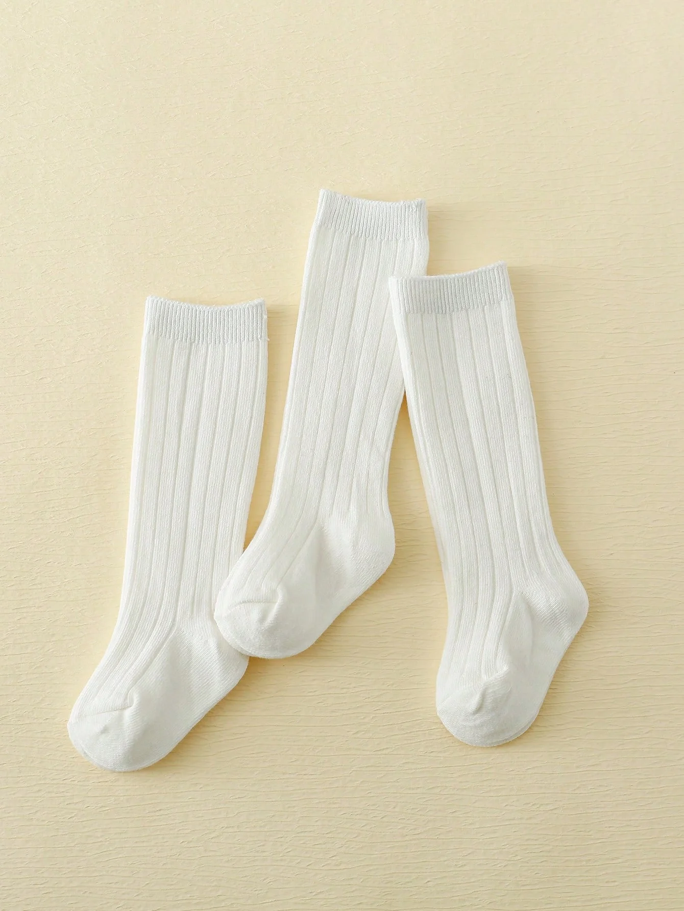 3 Pairs of Baby Socks 0-8 Years Striped High Knee Cotton Soft Kids Socks Set for Boys Girls Toddler Non-Slip White Children Socks thumbnail 3
