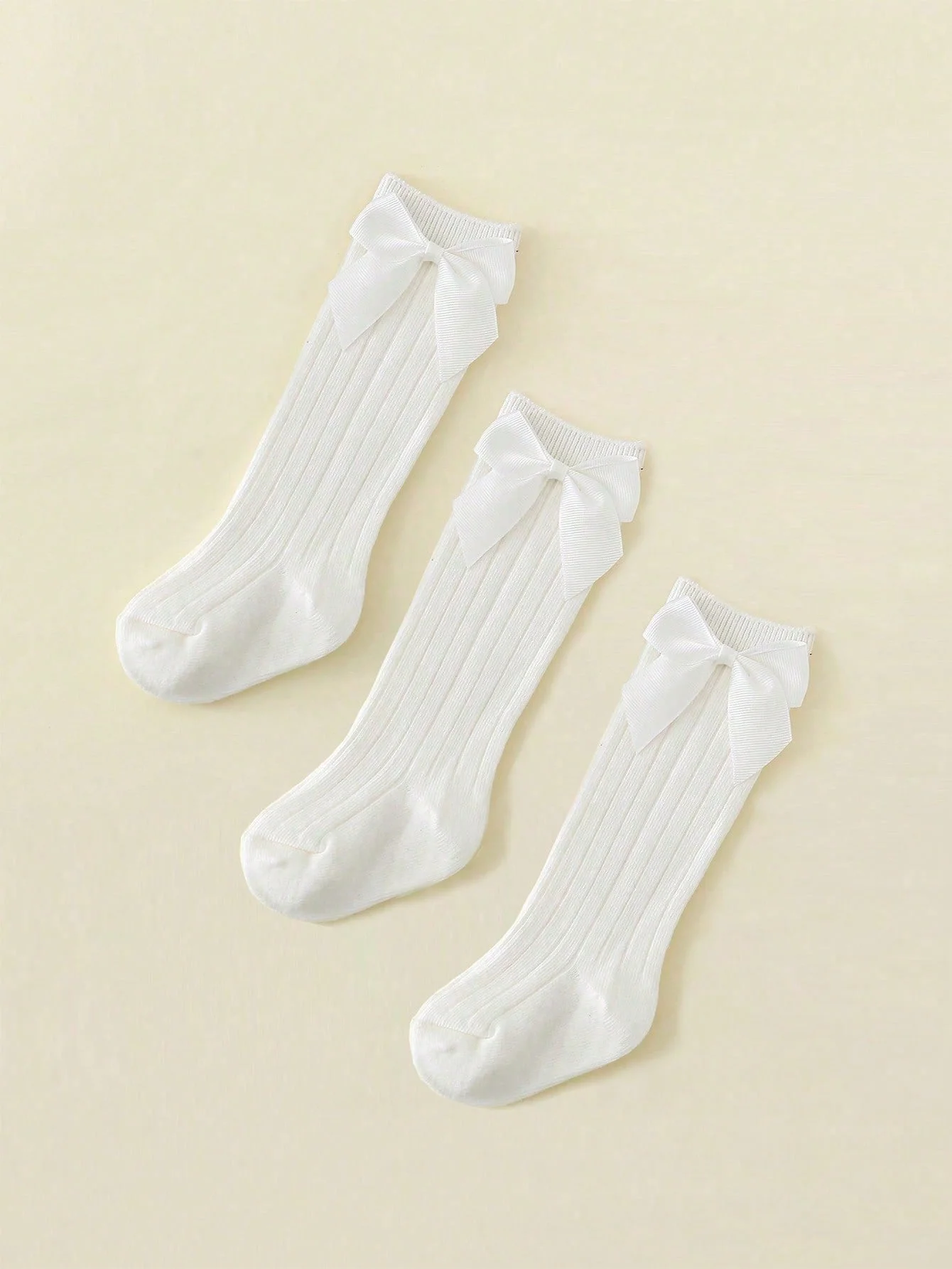 3 Pairs of Baby Socks 0-8 Years Striped High Knee Cotton Soft Kids Socks Set for Boys Girls Toddler Non-Slip White Children Socks thumbnail 2