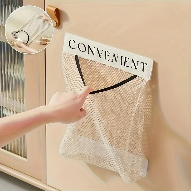 Large-capacity Garbage Bag Holder Hanging Mesh Bags Wall-Mounted Fruit Organizer Storage Tools Net Kitchen Cabinet Accessories thumbnail 4