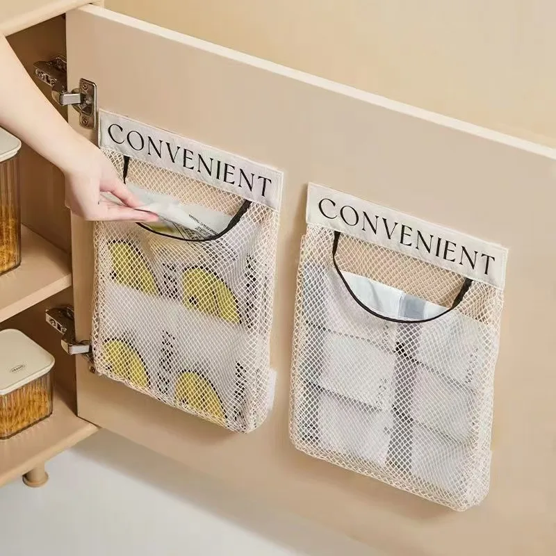 Large-capacity Garbage Bag Holder Hanging Mesh Bags Wall-Mounted Fruit Organizer Storage Tools Net Kitchen Cabinet Accessories thumbnail 5