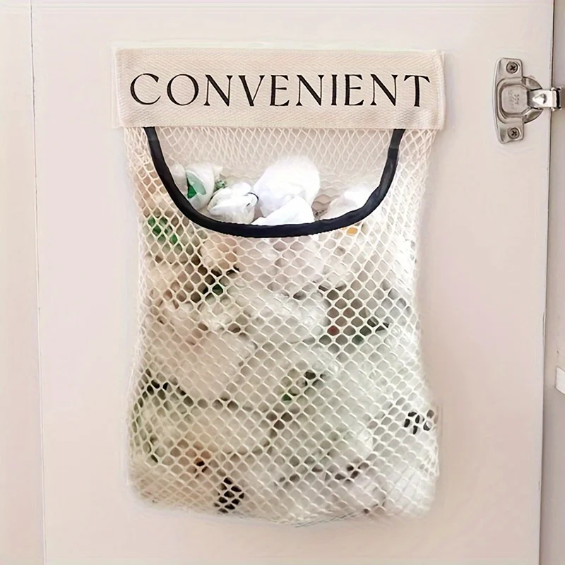 Large-capacity Garbage Bag Holder Hanging Mesh Bags Wall-Mounted Fruit Organizer Storage Tools Net Kitchen Cabinet Accessories thumbnail 3