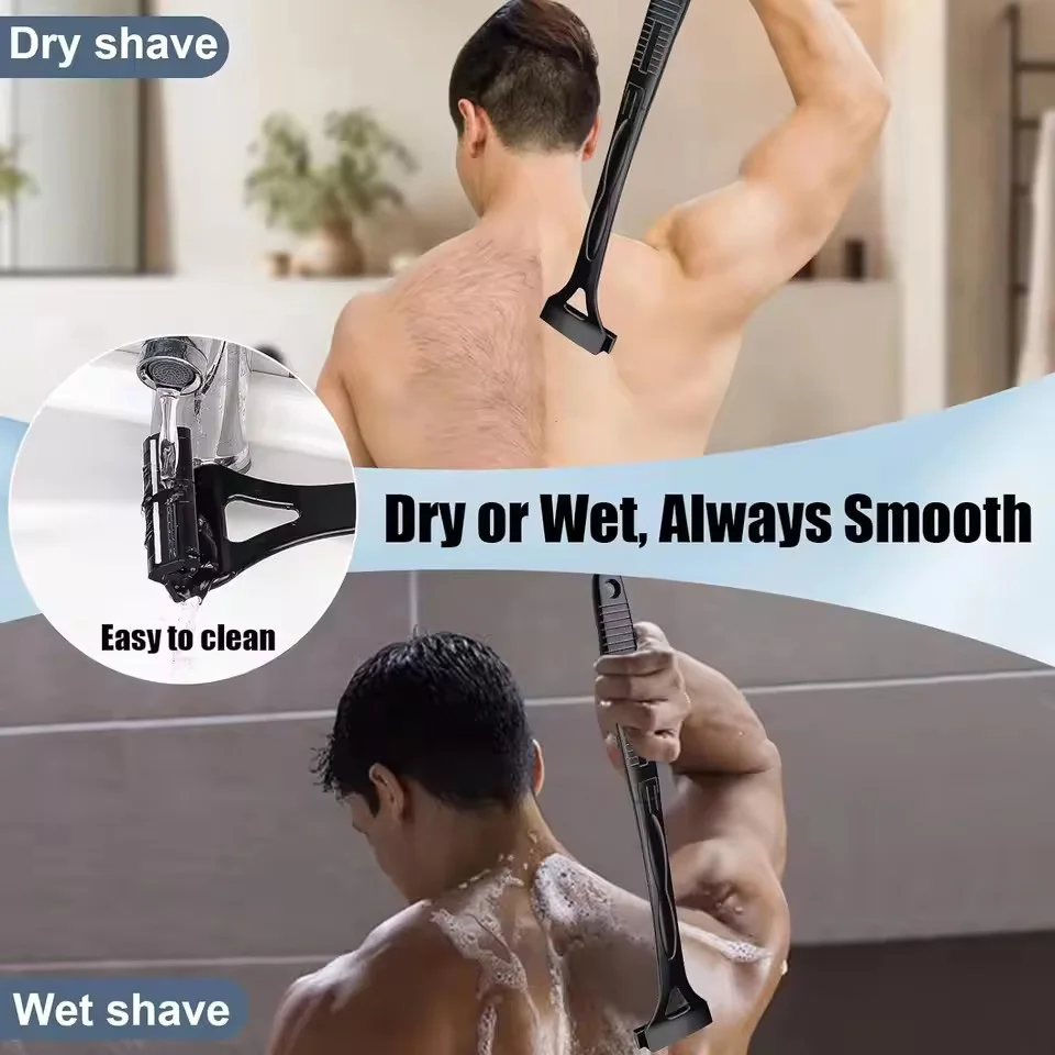 Razor Men Back Shaver Male Machine Hair Shaver Safety Long Handle Foldable Trimmer Body Leg Handle Removal Shaving Razor Tool thumbnail 4