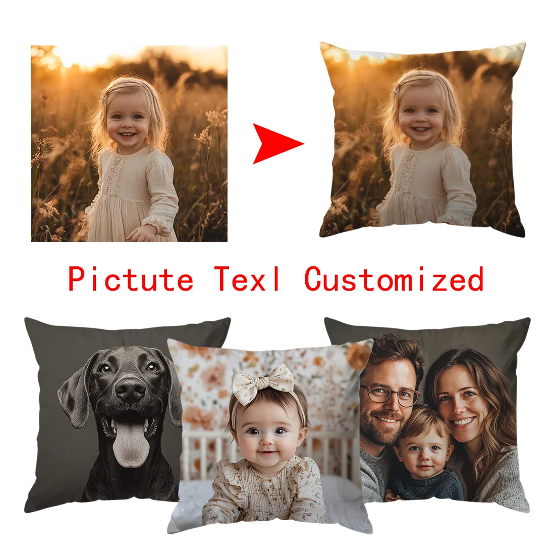 Custom Picture Printed Cushion Cover Pet Personal Life Photos Pillow Cover Custom 100% Polyester Pillowcases In Various Sizes thumbnail 4