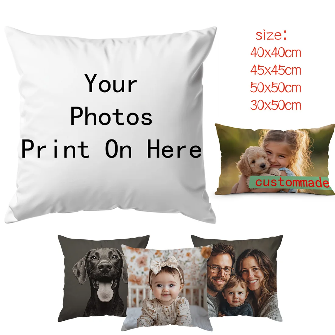 Custom Picture Printed Cushion Cover Pet Personal Life Photos Pillow Cover Custom 100% Polyester Pillowcases In Various Sizes