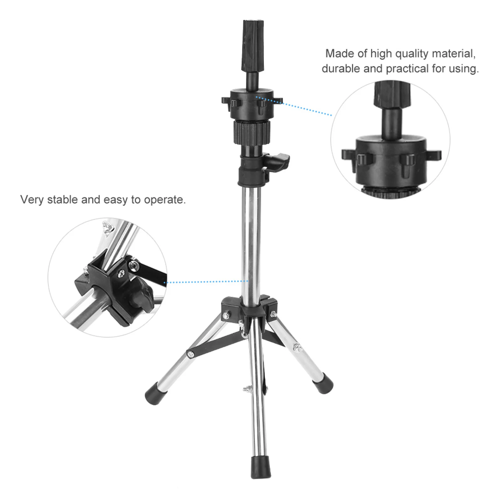 Hair Mannequin Hair Styling Training Hairdressing Training Head Holder Adjustable Salon Model Mannequin Head Tripod Stand Silver thumbnail 5