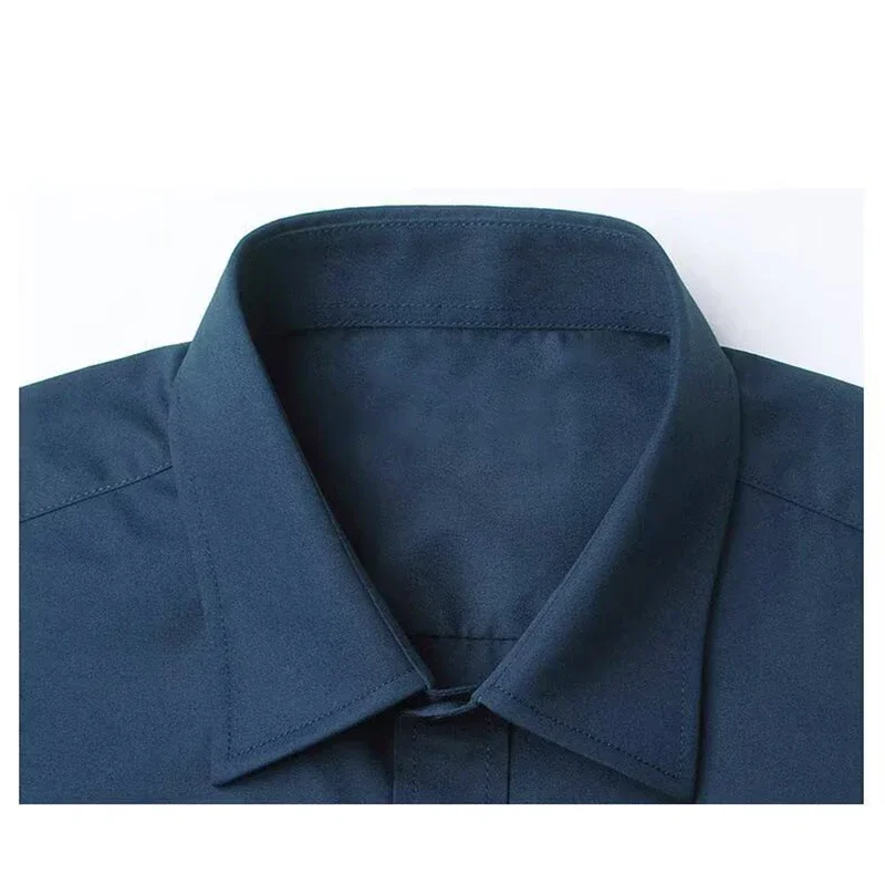 Men Anti Wrinkle Free Business Comfort Fashion Breathable Slim Shirt Elastic New Long Sleeve Shirt Solid Color Comfortable Shirt thumbnail 6