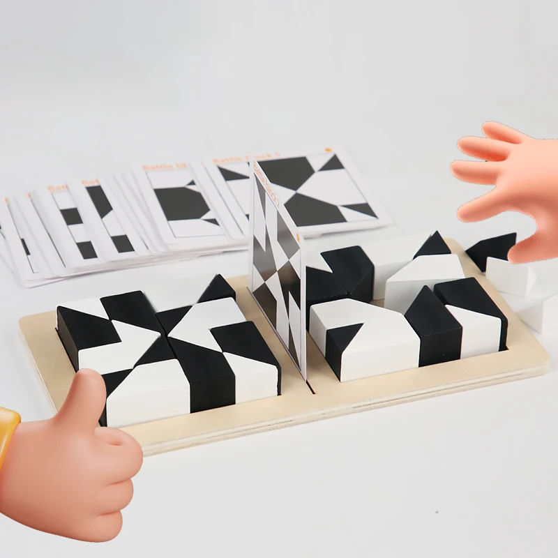 White&Black Building Blocks 2-Player Battle Game Puzzle Tangram Wooden Kids Early Education Toys Children Gift Brain Teaser Game thumbnail 2