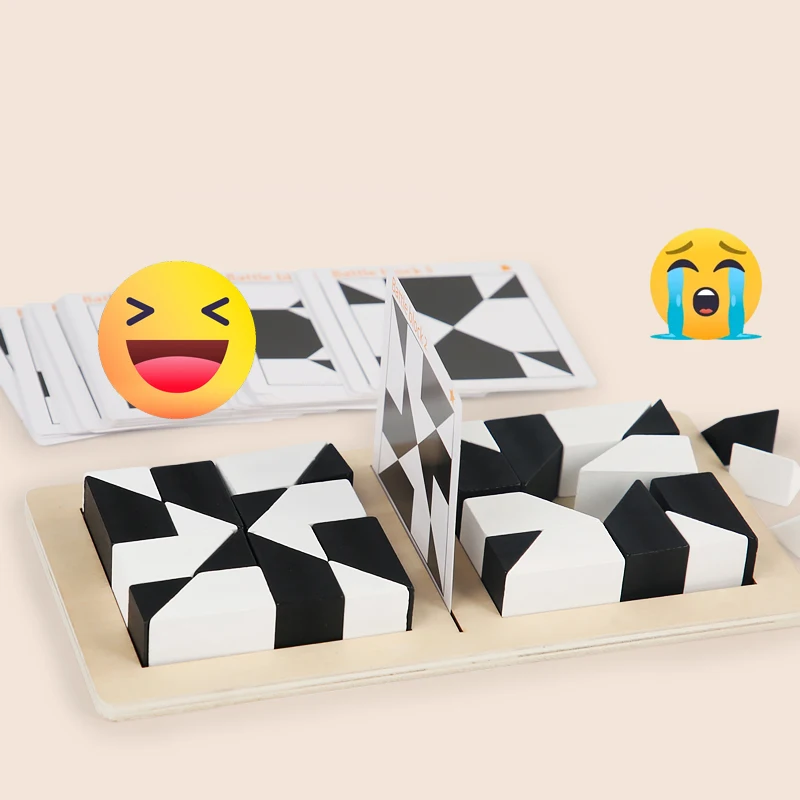 White&Black Building Blocks 2-Player Battle Game Puzzle Tangram Wooden Kids Early Education Toys Children Gift Brain Teaser Game thumbnail 4