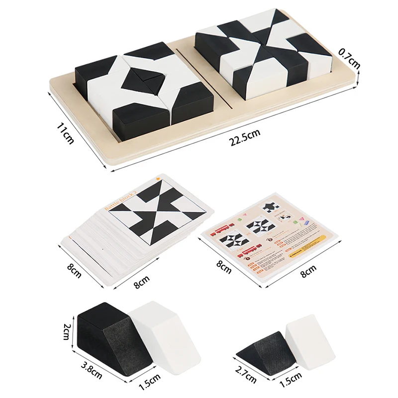 White&Black Building Blocks 2-Player Battle Game Puzzle Tangram Wooden Kids Early Education Toys Children Gift Brain Teaser Game thumbnail 6