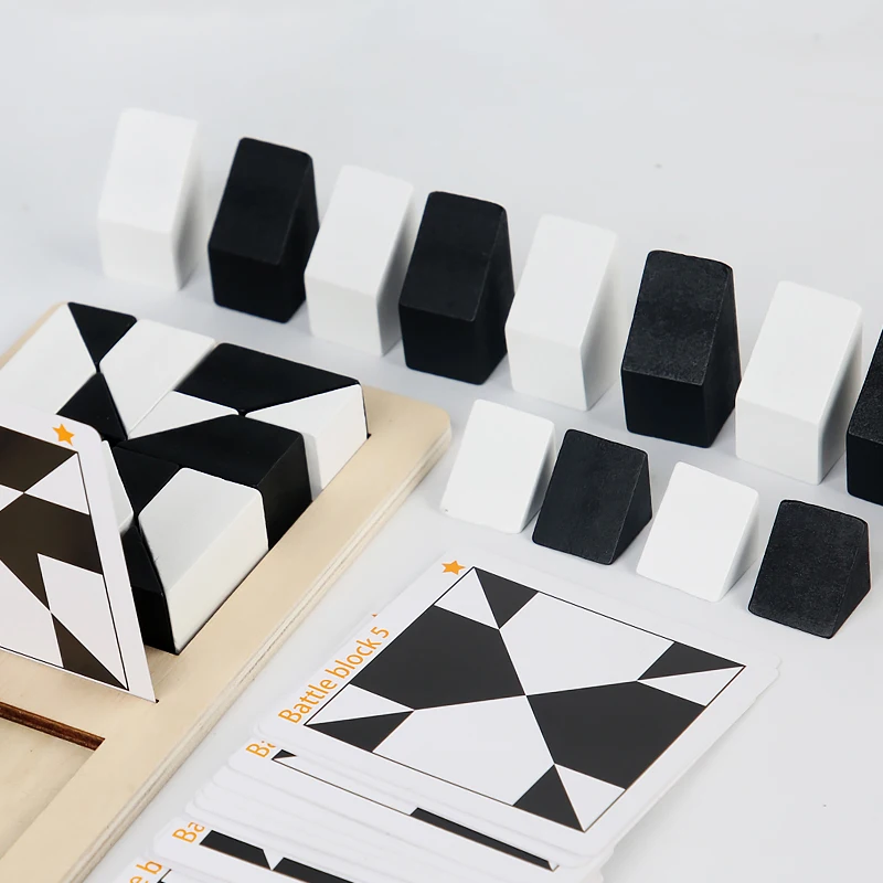 White&Black Building Blocks 2-Player Battle Game Puzzle Tangram Wooden Kids Early Education Toys Children Gift Brain Teaser Game thumbnail 5
