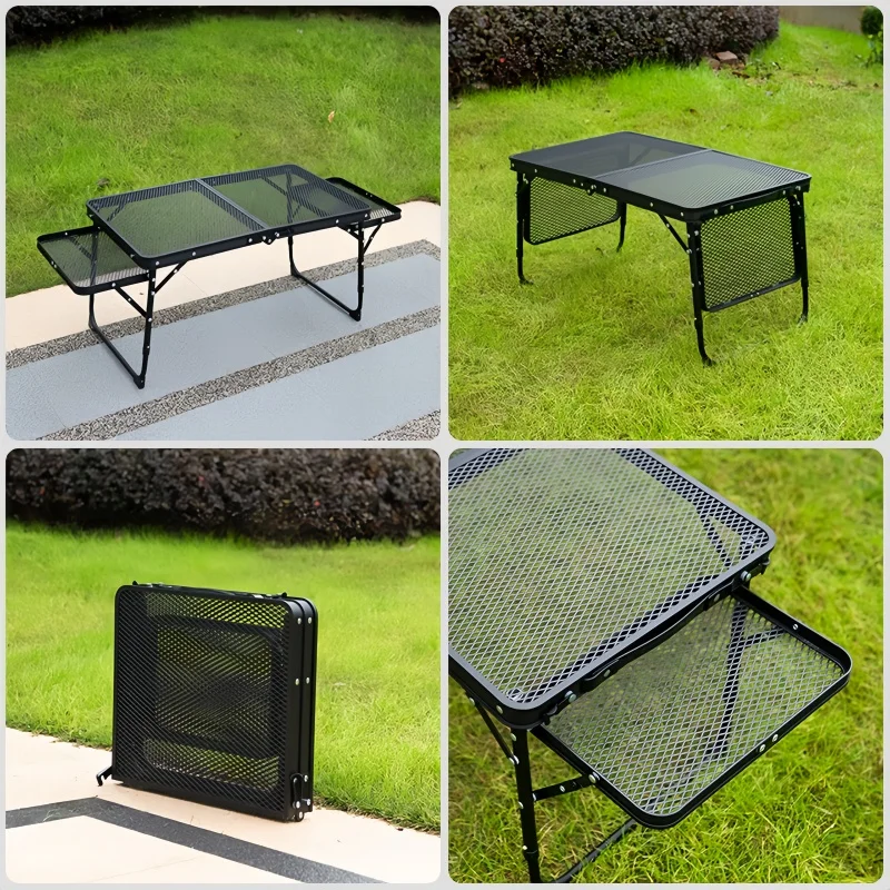 Foldable Iron Mesh Camping Table Outdoor Portable Picnic Table Lightweight Durable For BBQ Grill Beach Party Travel Accessories thumbnail 4
