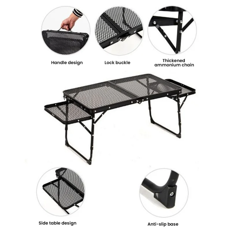 Foldable Iron Mesh Camping Table Outdoor Portable Picnic Table Lightweight Durable For BBQ Grill Beach Party Travel Accessories thumbnail 6