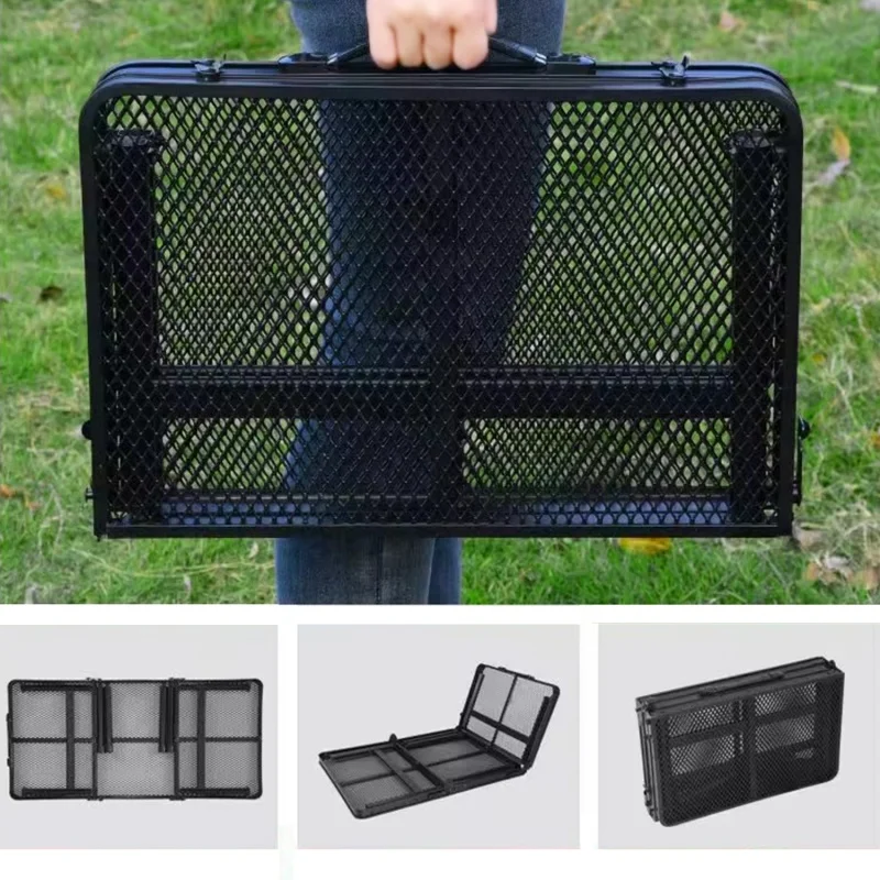 Foldable Iron Mesh Camping Table Outdoor Portable Picnic Table Lightweight Durable For BBQ Grill Beach Party Travel Accessories thumbnail 5