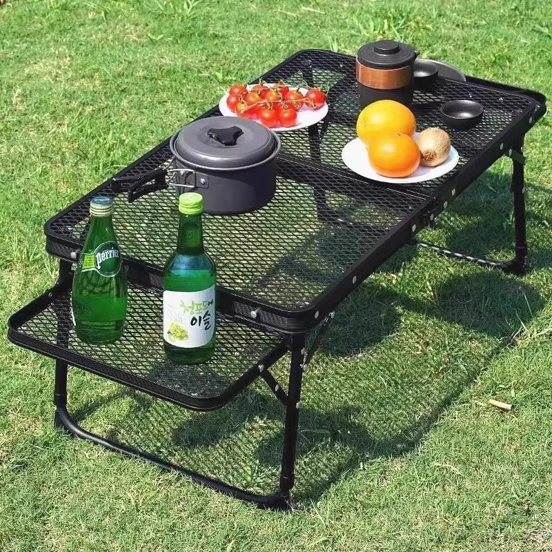 Foldable Iron Mesh Camping Table Outdoor Portable Picnic Table Lightweight Durable For BBQ Grill Beach Party Travel Accessories thumbnail 2