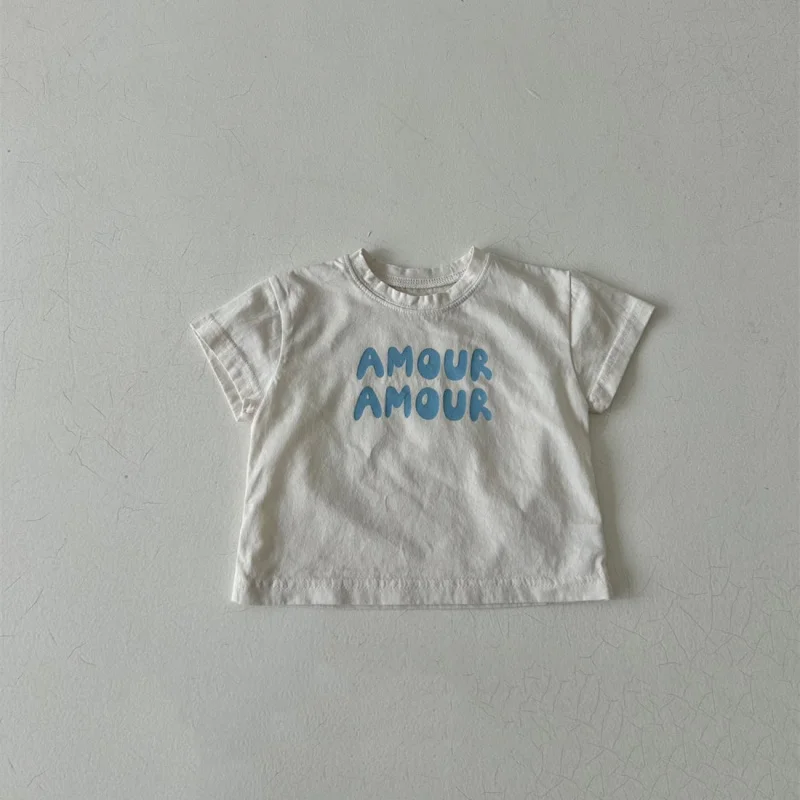 Children Summer Fashion Letters Print Tees Baby Boys Solid T-Shirt Kids White Cotton Top Clothes Girls Casual TShirt 2-7Years thumbnail 3