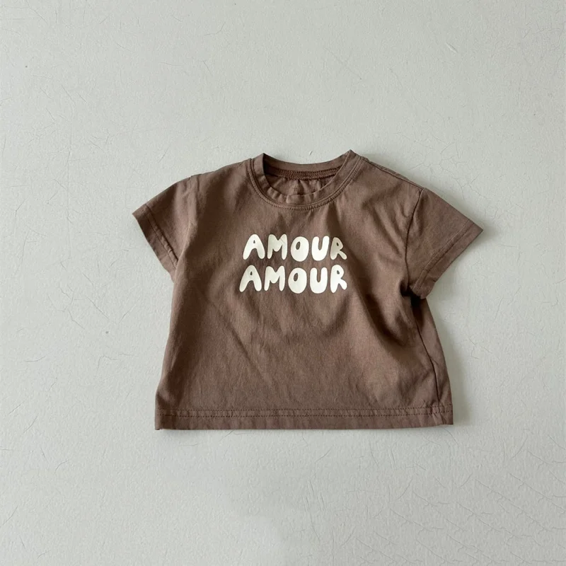 Children Summer Fashion Letters Print Tees Baby Boys Solid T-Shirt Kids White Cotton Top Clothes Girls Casual TShirt 2-7Years thumbnail 4