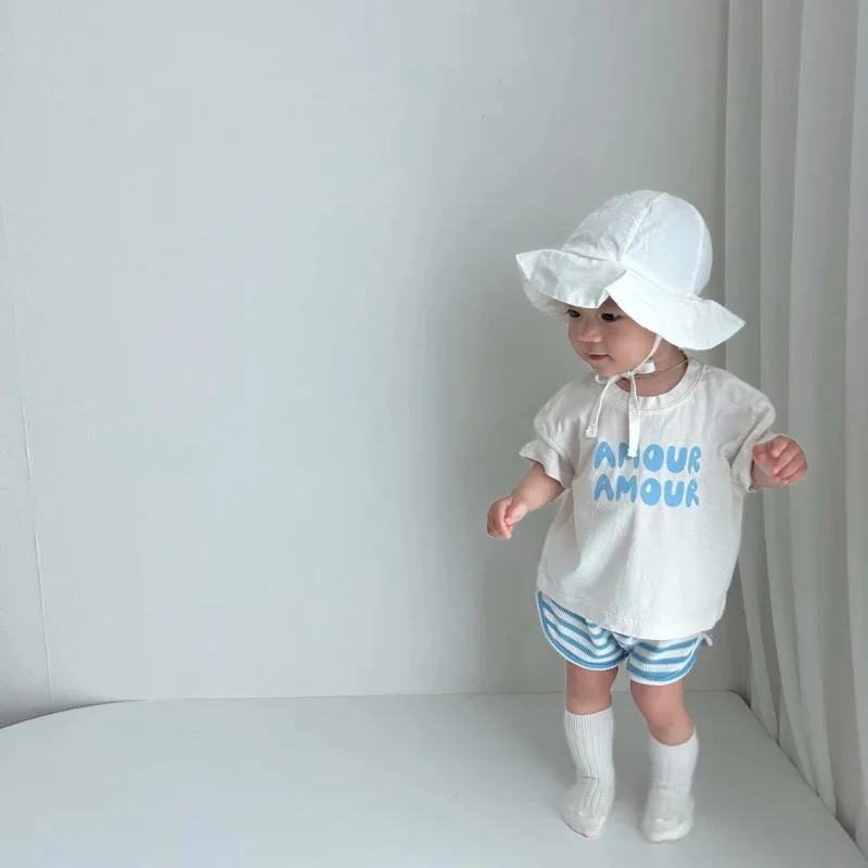 Children Summer Fashion Letters Print Tees Baby Boys Solid T-Shirt Kids White Cotton Top Clothes Girls Casual TShirt 2-7Years thumbnail 6