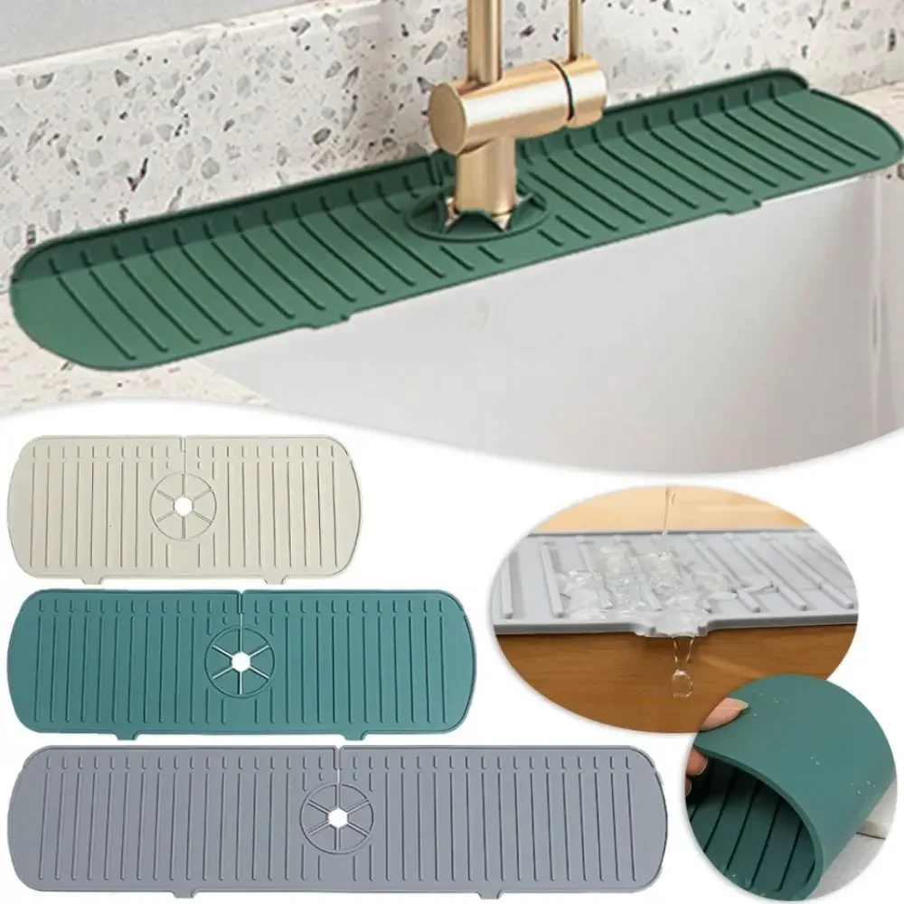 Silicone Drain Mat, Kitchen Faucet Sink Splash Guard,  Sink Draining Pad Behind Faucet,For Kitchen & Bathroom Countertop Protect thumbnail 2