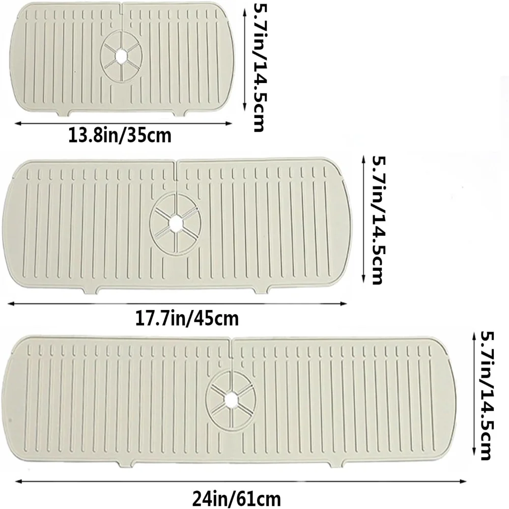Silicone Drain Mat, Kitchen Faucet Sink Splash Guard,  Sink Draining Pad Behind Faucet,For Kitchen & Bathroom Countertop Protect thumbnail 3