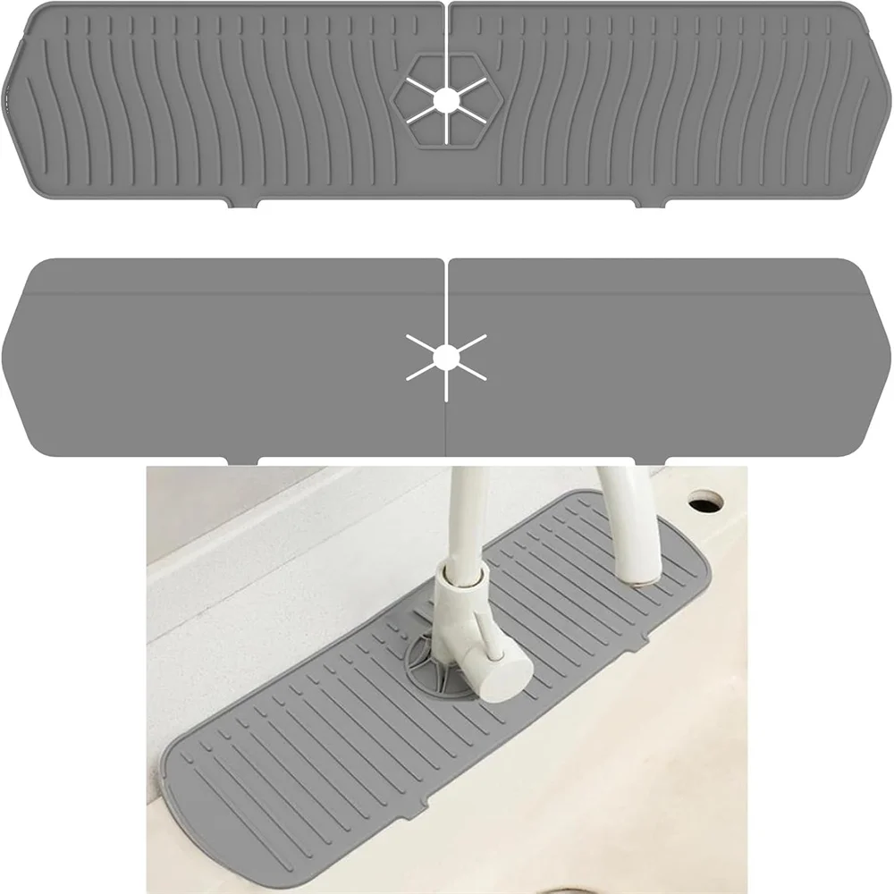 Silicone Drain Mat, Kitchen Faucet Sink Splash Guard,  Sink Draining Pad Behind Faucet,For Kitchen & Bathroom Countertop Protect thumbnail 4