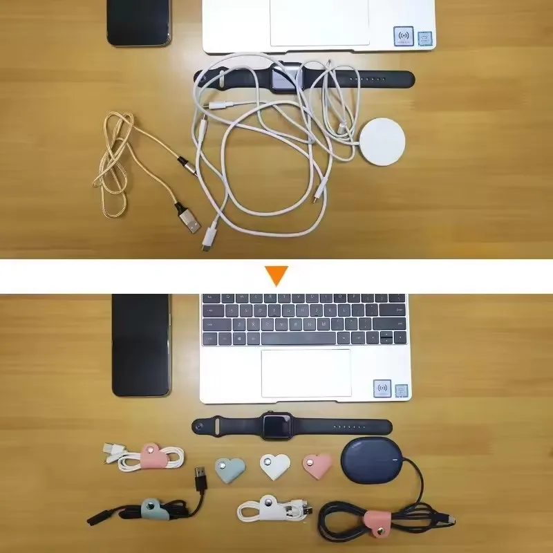 Mini Heart Shape Cable Organizer Vintage Earphone Wire Data Line Clips Cable Winder Tie Cable Management Cord Organizer Office thumbnail 3