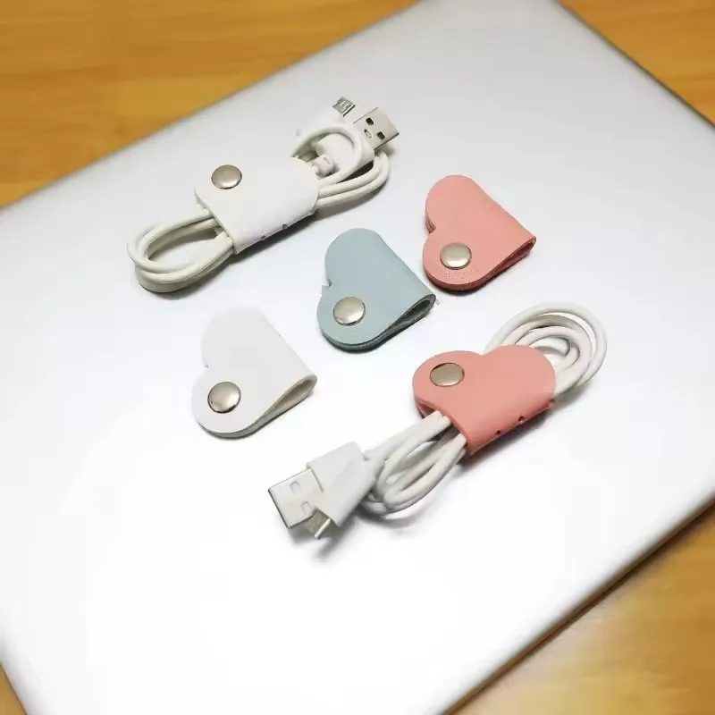 Mini Heart Shape Cable Organizer Vintage Earphone Wire Data Line Clips Cable Winder Tie Cable Management Cord Organizer Office thumbnail 4