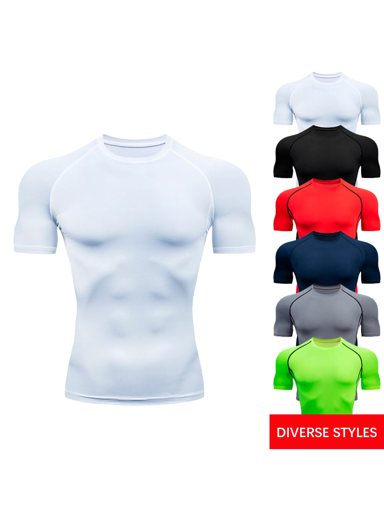 Men's Gym Training T Shirt, Outdoor, Jogging, Running Sportswear, Tight, Stretchy, Breathable Compression Top, Summer thumbnail 2