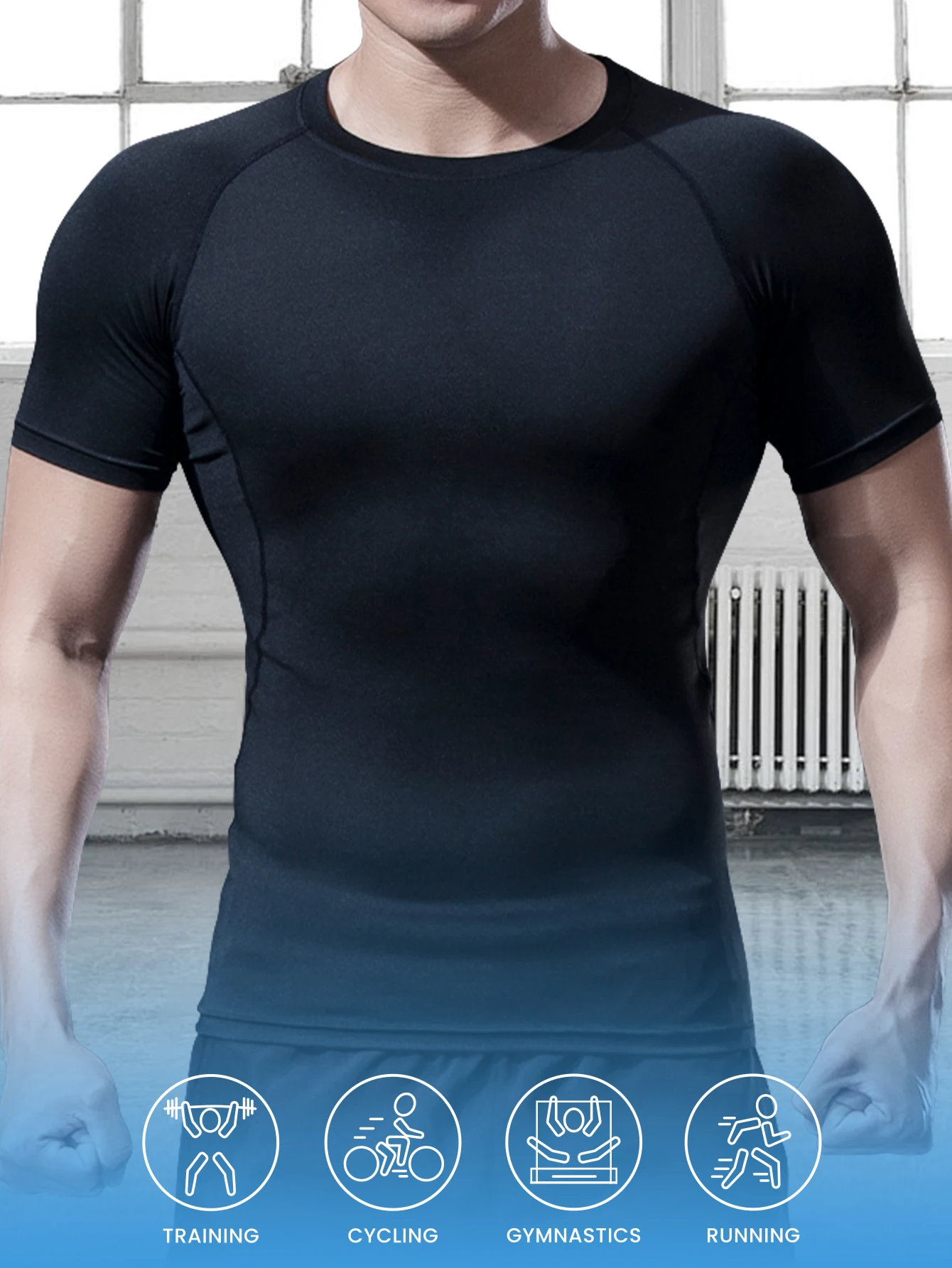 Men's Gym Training T Shirt, Outdoor, Jogging, Running Sportswear, Tight, Stretchy, Breathable Compression Top, Summer thumbnail 3
