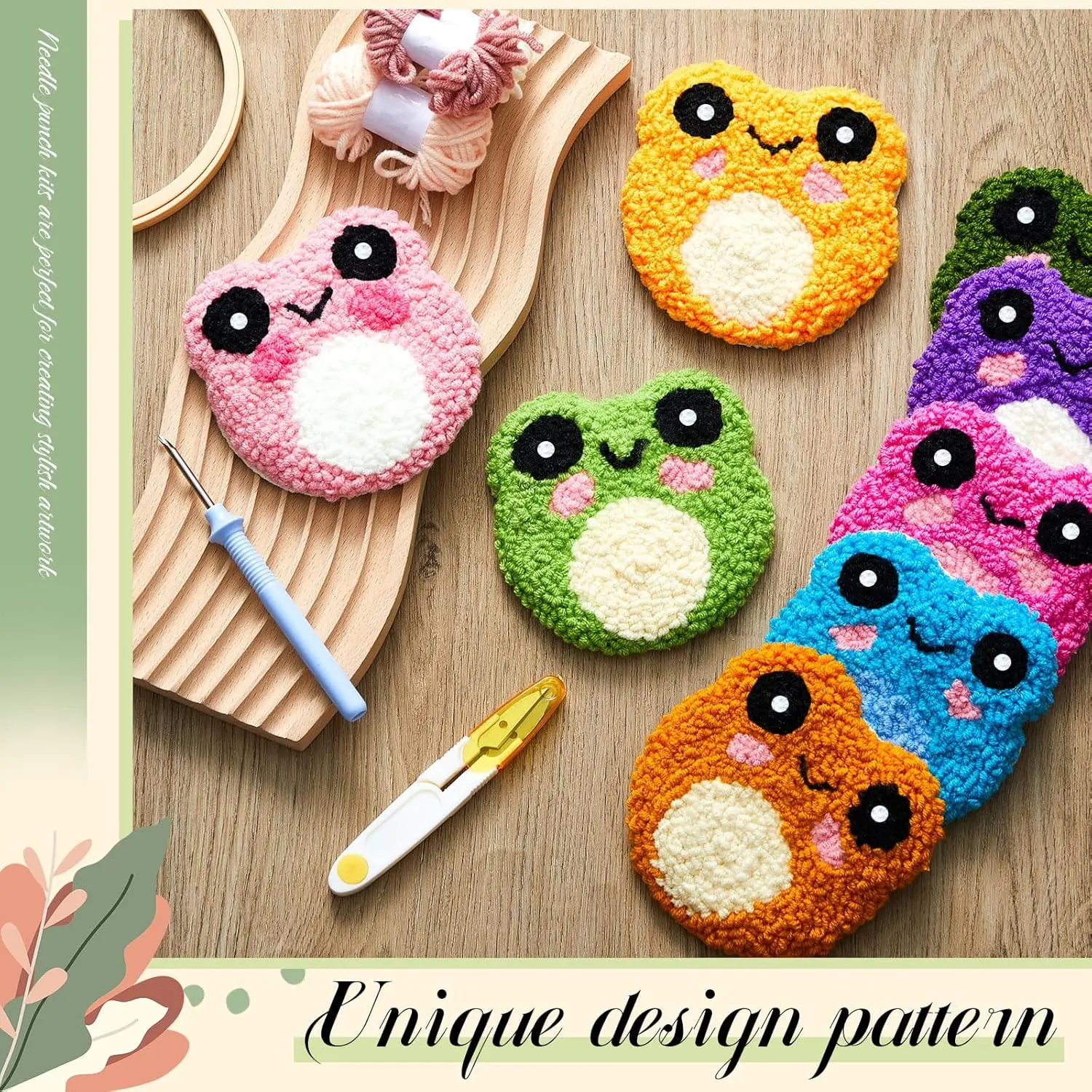 GATYZTORY 6 Set Cute Animal Punch Needle Coasters Kit for Beginners Adults Tufting Coaster Art and Crafts Handmade Home Gifts thumbnail 5