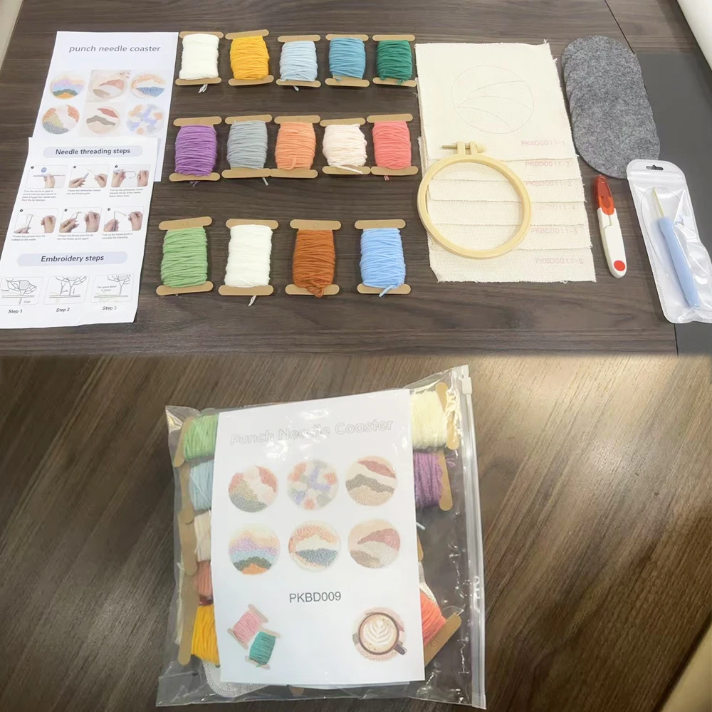 GATYZTORY 6Pcs Punch Needle Coasters Kit for Adults Funny Easy Art Punch Needle Embroidery Kit 6 Fruit Pattern Tufted Rug Pads thumbnail 6