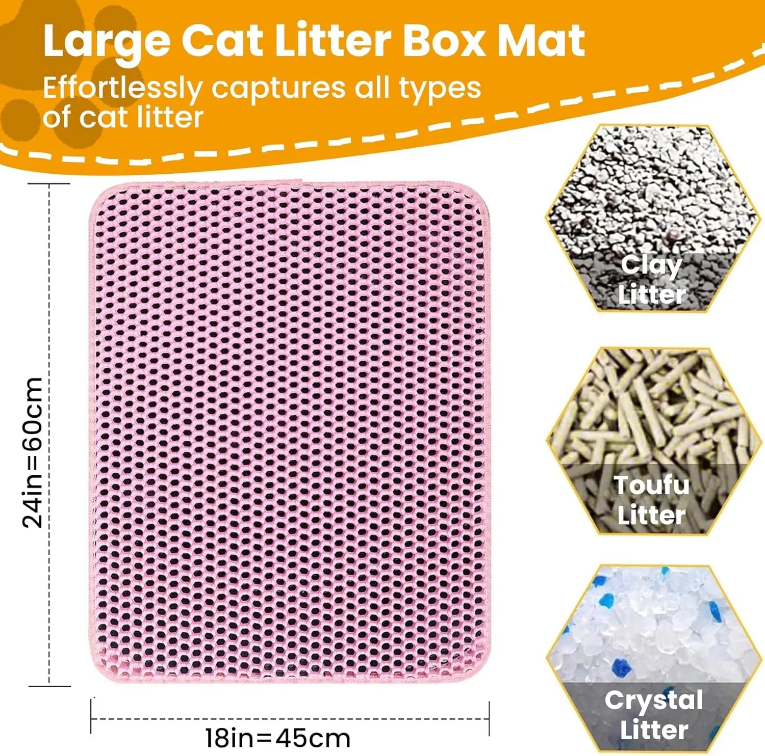 Cat Litter Mat Double Layer Pet Non Slip Big Pet Litter Box Filter MatWear Resistant Waterproof Anti-slip Cat Litter Mat thumbnail 2