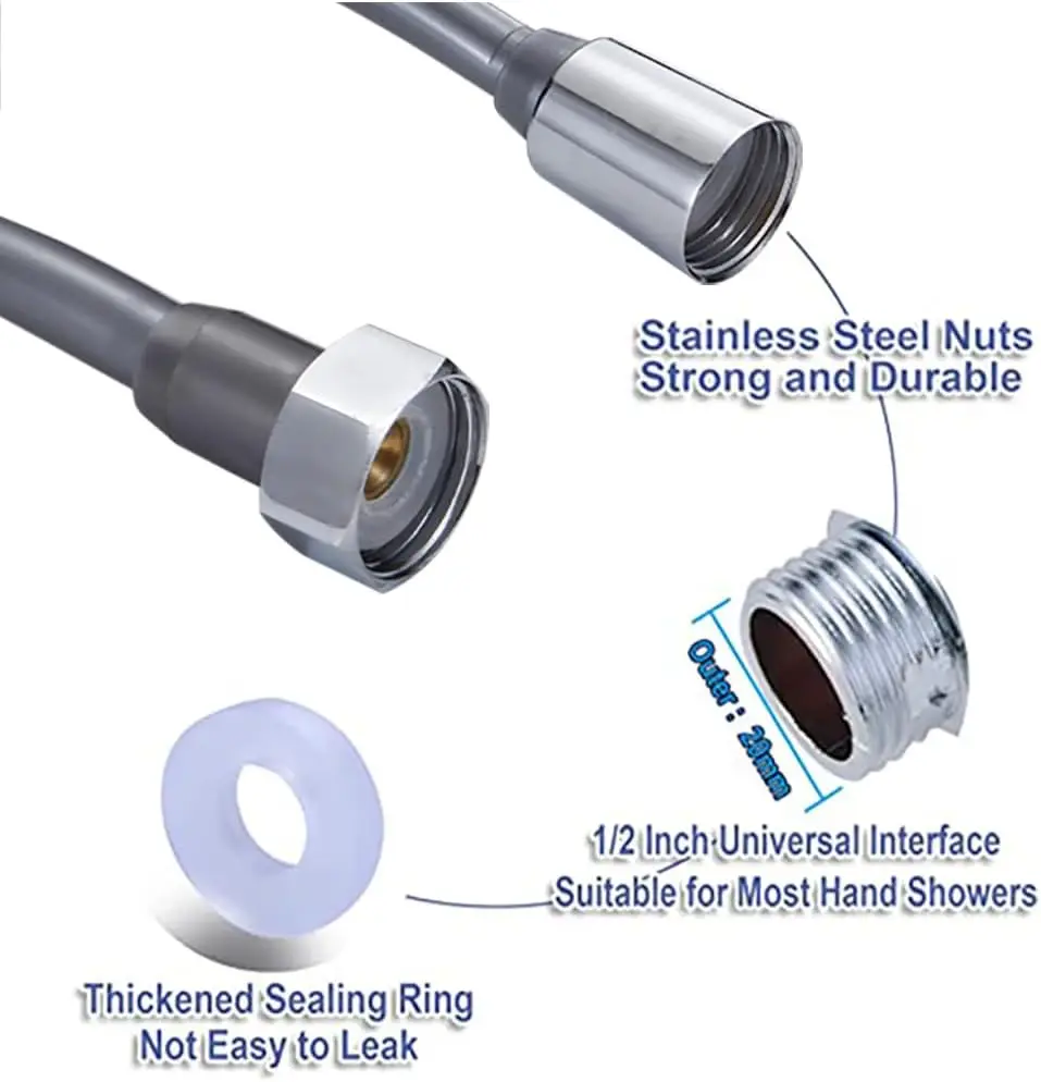 New 1.5/2/3/5M Spring Flexible Retractable Hose Shower Head Toilet Bidet Water Pipe Plumbing Bath Spiral Flexible Shower Hose thumbnail 3