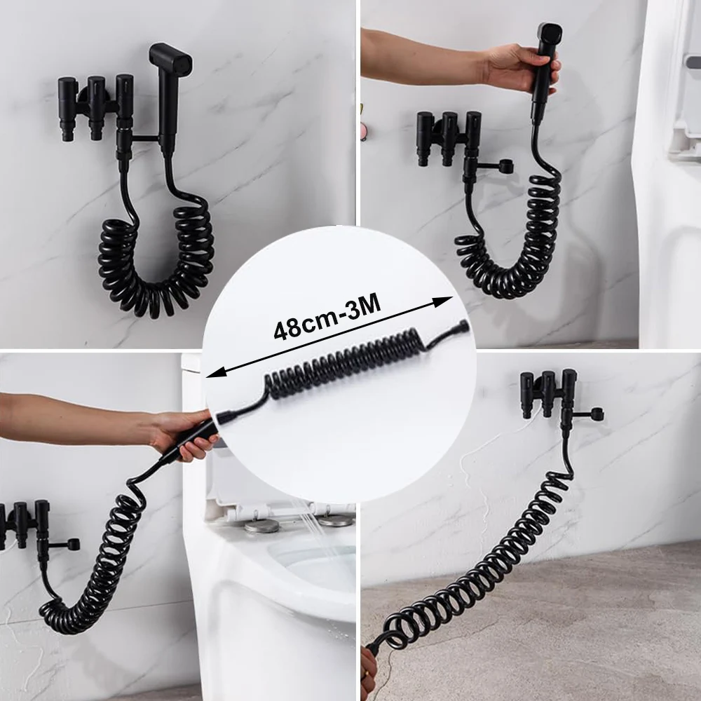 New 1.5/2/3/5M Spring Flexible Retractable Hose Shower Head Toilet Bidet Water Pipe Plumbing Bath Spiral Flexible Shower Hose thumbnail 4