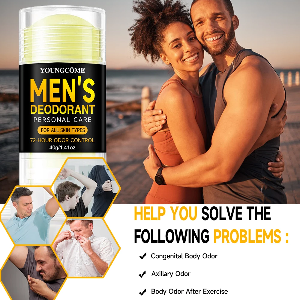 Men Sandalwood Deodorant Stick Anti Sweating Keep Drying Lasting Fragrance Remove Armpit Odor Underarm Refresh Sticks Refresh thumbnail 4