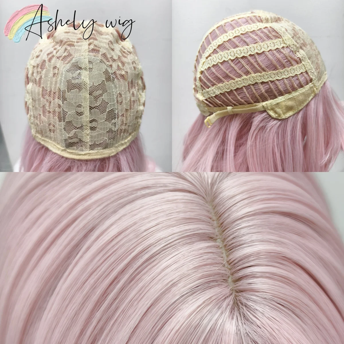 Ashely Pink Wig Lolita Female Headband Body Wavy Rose Hair Models in French Bangs High Level Simulation Hair Wig Synthetic 가발 thumbnail 6