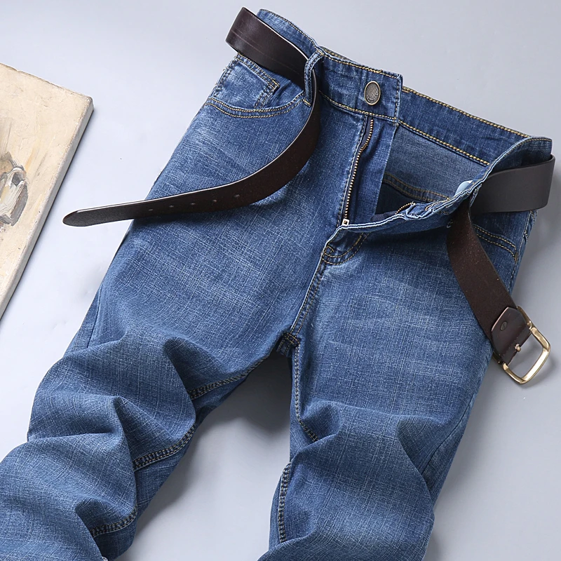 Spring Autumn Business Men Jeans Casual Straight Stretch Fashion Classic Black Sky Blue Grey Work Denim Trousers Brand Clothing thumbnail 6