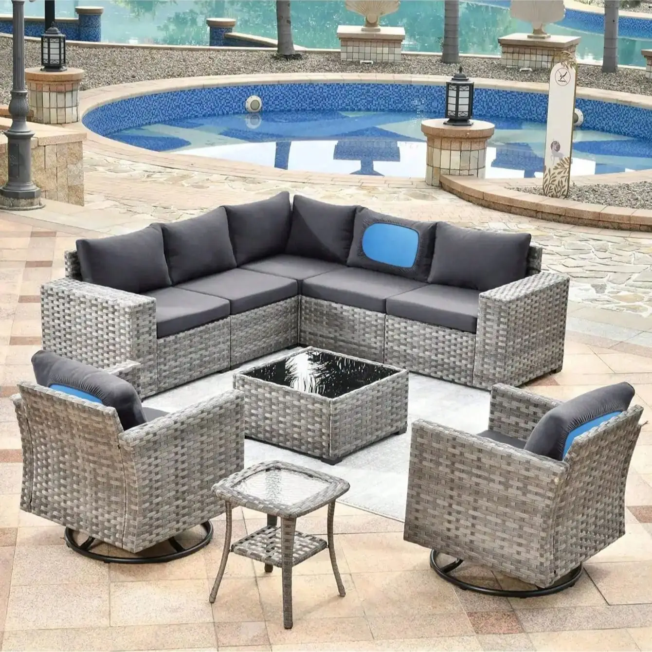 Outdoor Tropical Print Sofa Cushion Covers - Non-Slip Furniture Protectors, Replacement for Individual Seat Cushions thumbnail 3