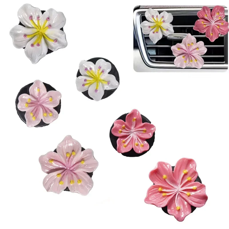 2pcs Car Perfume Clip Flower Air Outlet Car Air Freshener Peach Blossom Aroma Diffuser Car Decoration Accessories Fresh Air thumbnail 5