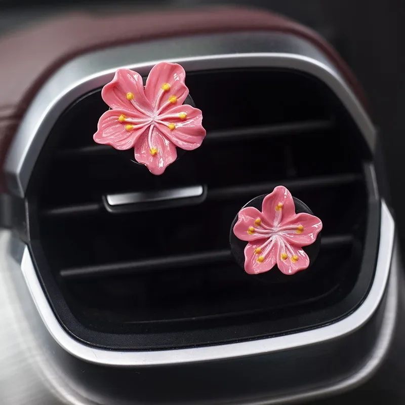 2pcs Car Perfume Clip Flower Air Outlet Car Air Freshener Peach Blossom Aroma Diffuser Car Decoration Accessories Fresh Air thumbnail 3
