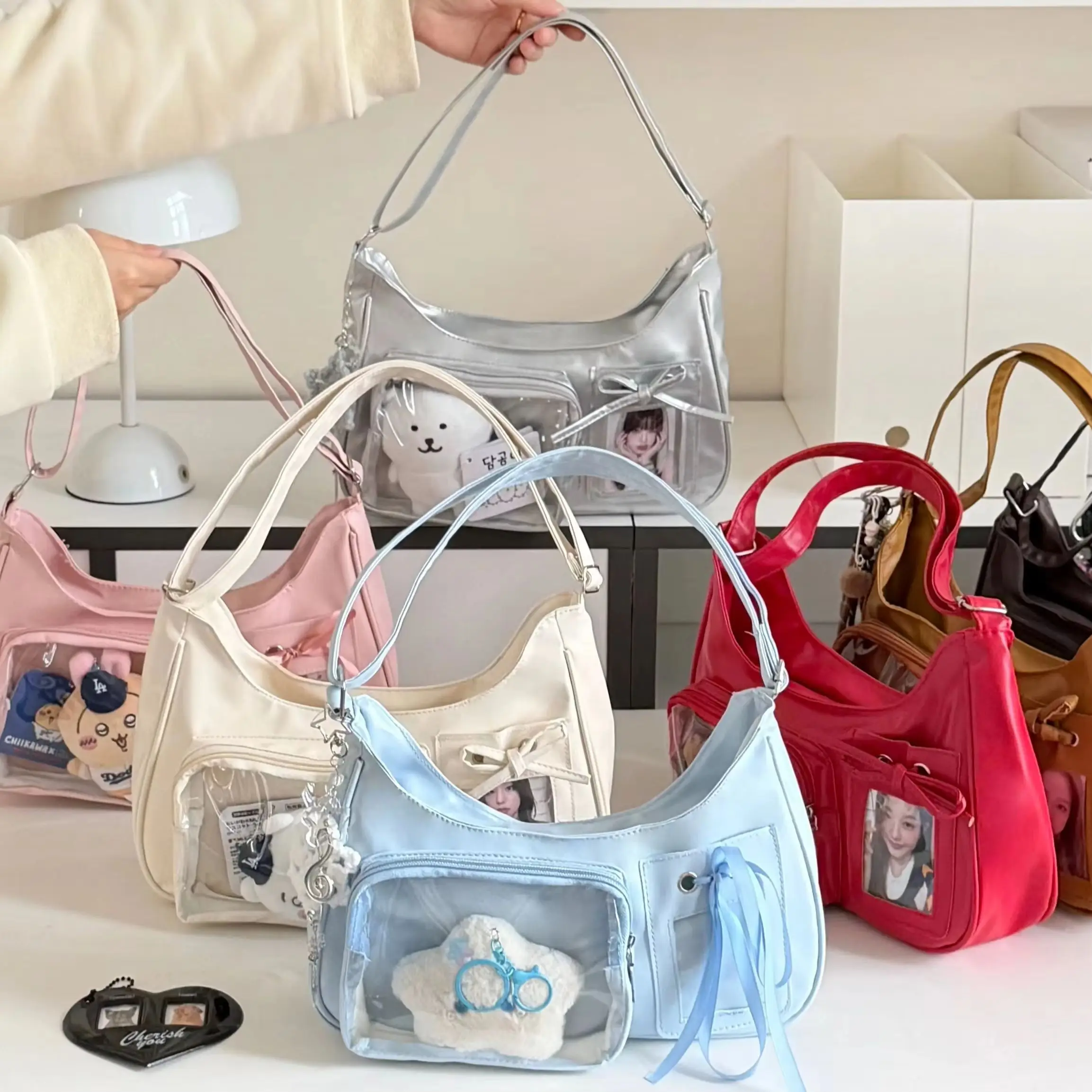 Y2k Harajuku Shoulder Bag Women Korean Transparent Ita Bag School Crossbody Bag Female Japanese Designer Preppy Handbag Purse thumbnail 3