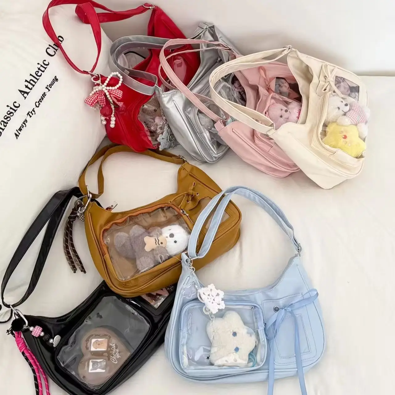 Y2k Harajuku Shoulder Bag Women Korean Transparent Ita Bag School Crossbody Bag Female Japanese Designer Preppy Handbag Purse thumbnail 2