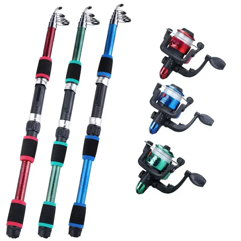 Fishing Pole Set Full Kits With Telescopic Fishing Rod And Spinning Reel Baits Hooks Travel Pole Set thumbnail 5