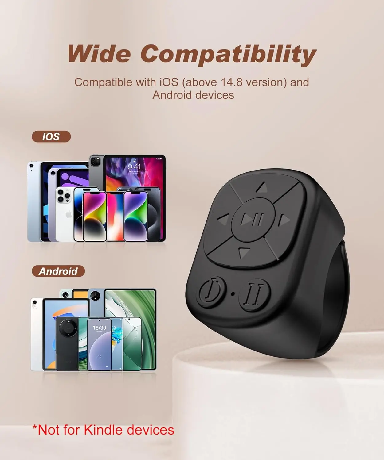 Tiktok Scrolling Ring Tiktok Remote Control, Bluetooth Page-Turning Ring Scroll Device for iPhone and Ipad, with Camera Shutter, Short Video and Music Remote Control Functions, Compatible with Ios and Android Phones thumbnail 3