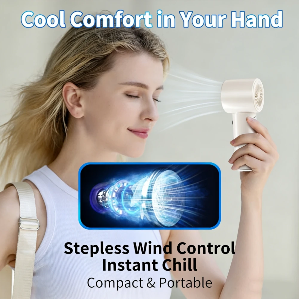 Outdoor Portable Mini Fan Handheld Fan with LED Display Semiconductor Refrigeration 100 Wind Speeds USB Rechargeable Battery Fan thumbnail 4