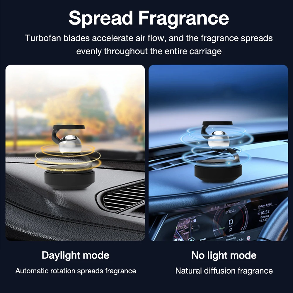 Solar Car Air Freshener Automatic Rotation Dashboard Fragrance Car Perfume Deodorant Oil Diffuser Auto Interiors Accessories thumbnail 6
