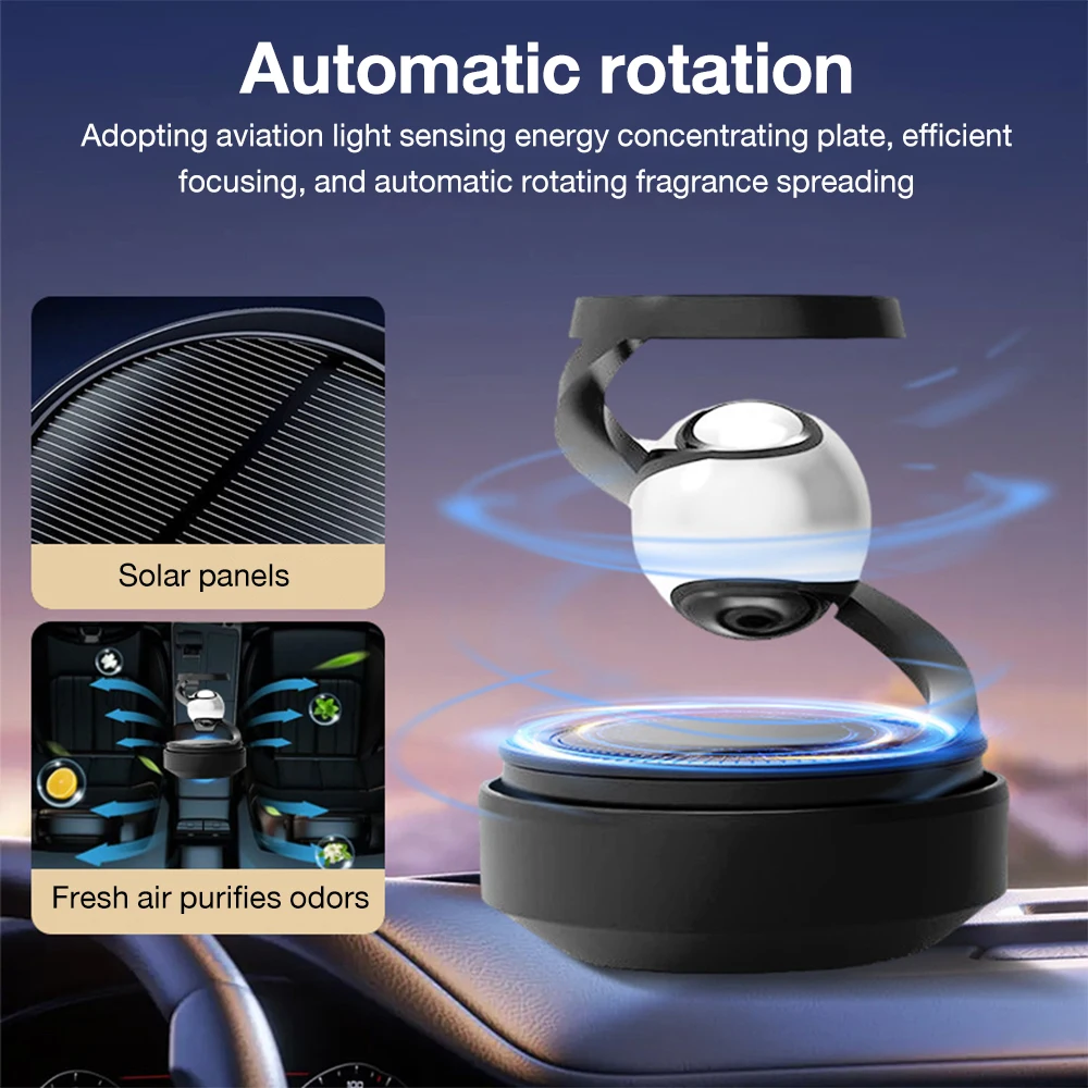 Solar Car Air Freshener Automatic Rotation Dashboard Fragrance Car Perfume Deodorant Oil Diffuser Auto Interiors Accessories thumbnail 2