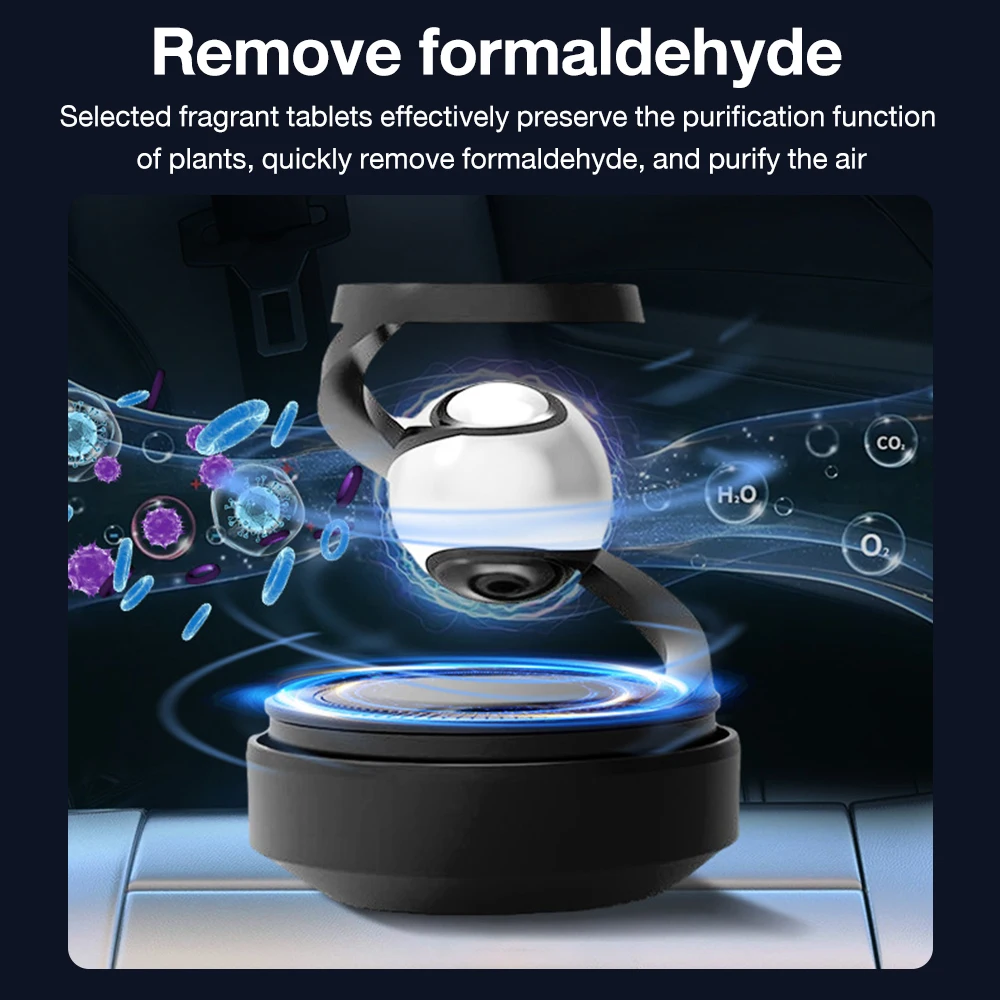 Solar Car Air Freshener Automatic Rotation Dashboard Fragrance Car Perfume Deodorant Oil Diffuser Auto Interiors Accessories thumbnail 3