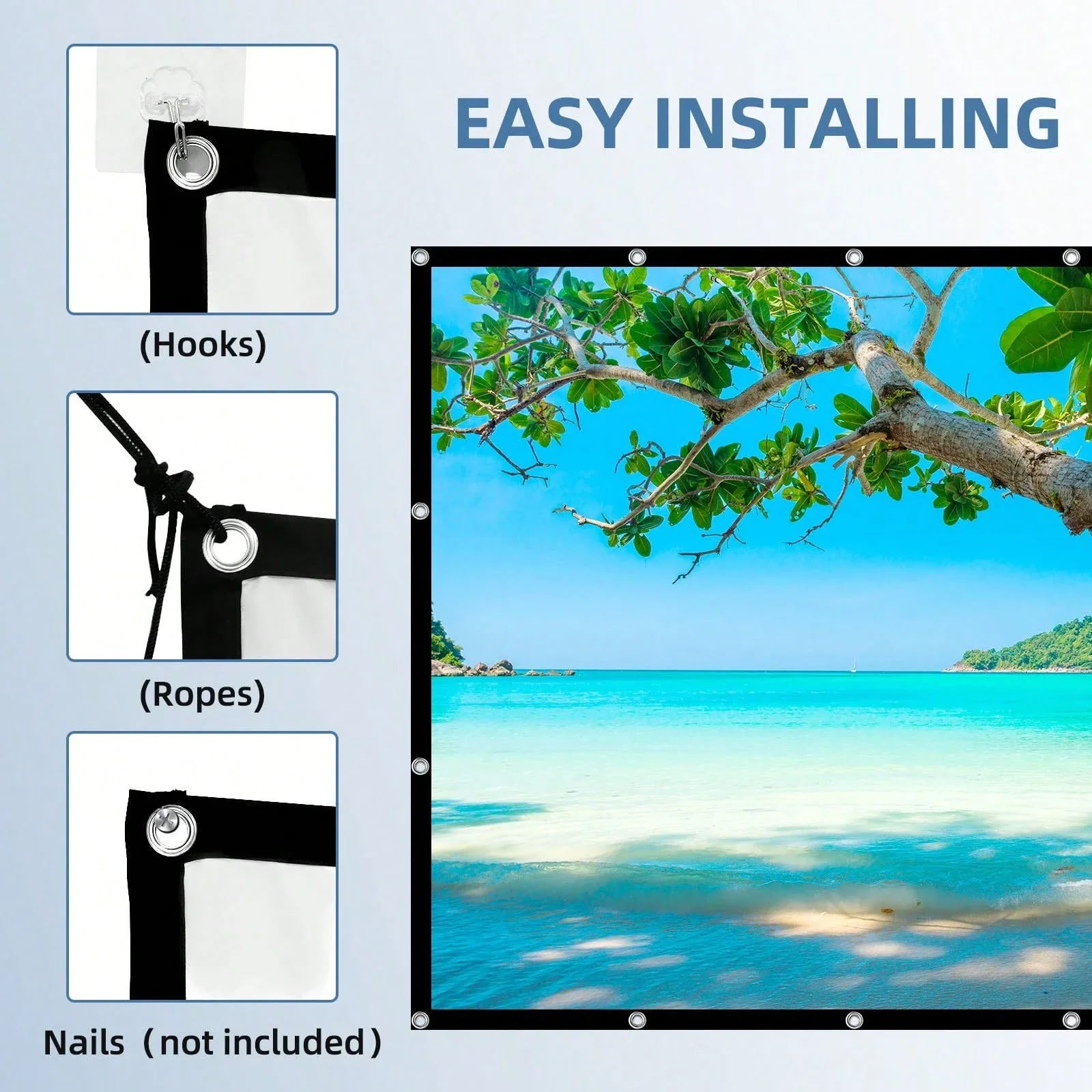 Projector Screen Movie Foldable And Portable 16:9 Anti-Crease Indoor Outdoor Projection Double Sided Video Projector Screen thumbnail 4