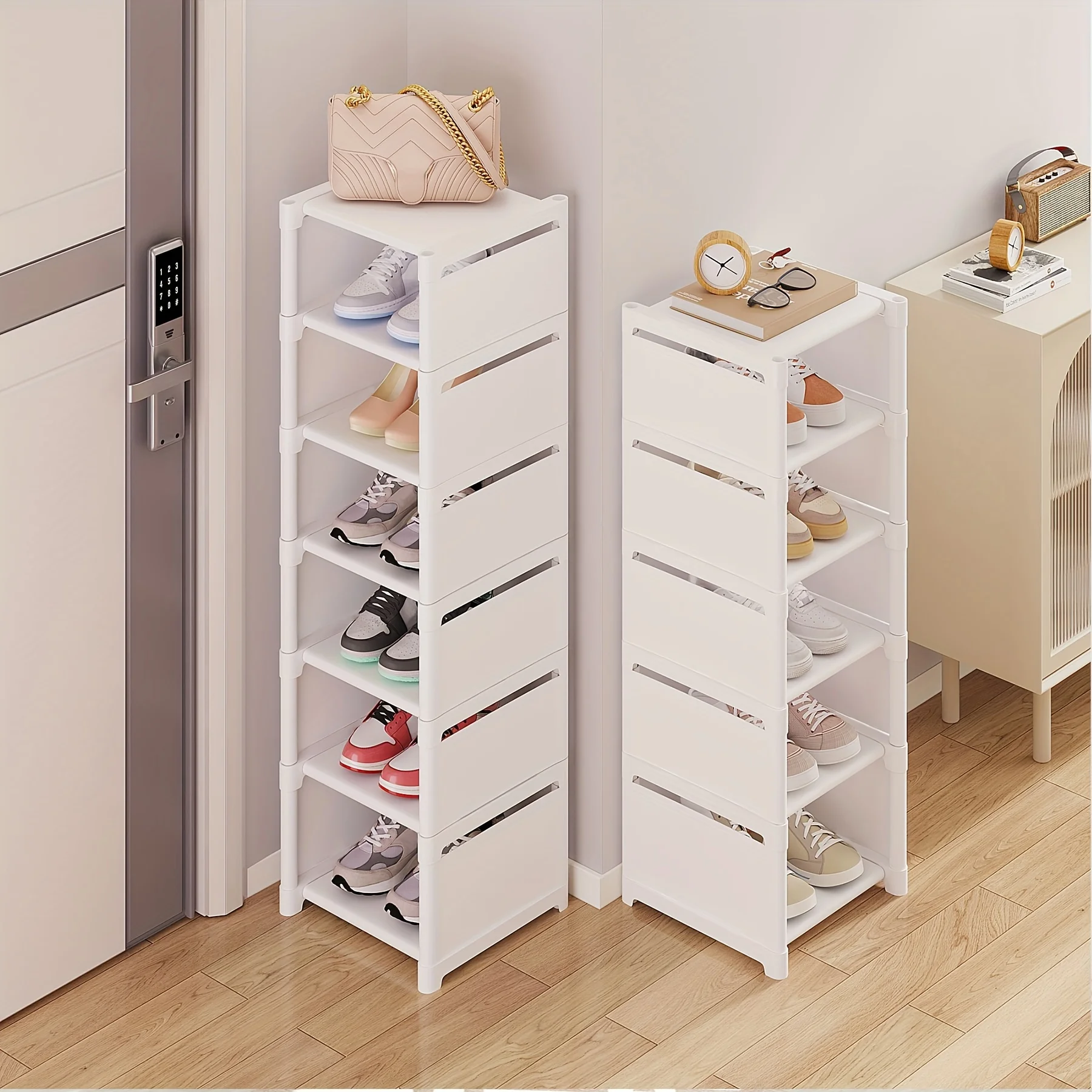 Metal Frame Shoe Rack Multi-Tier Fabric Shelves Space Saving for Sneakers Sandals Entryway Easy Assembly Holiday Storage thumbnail 2