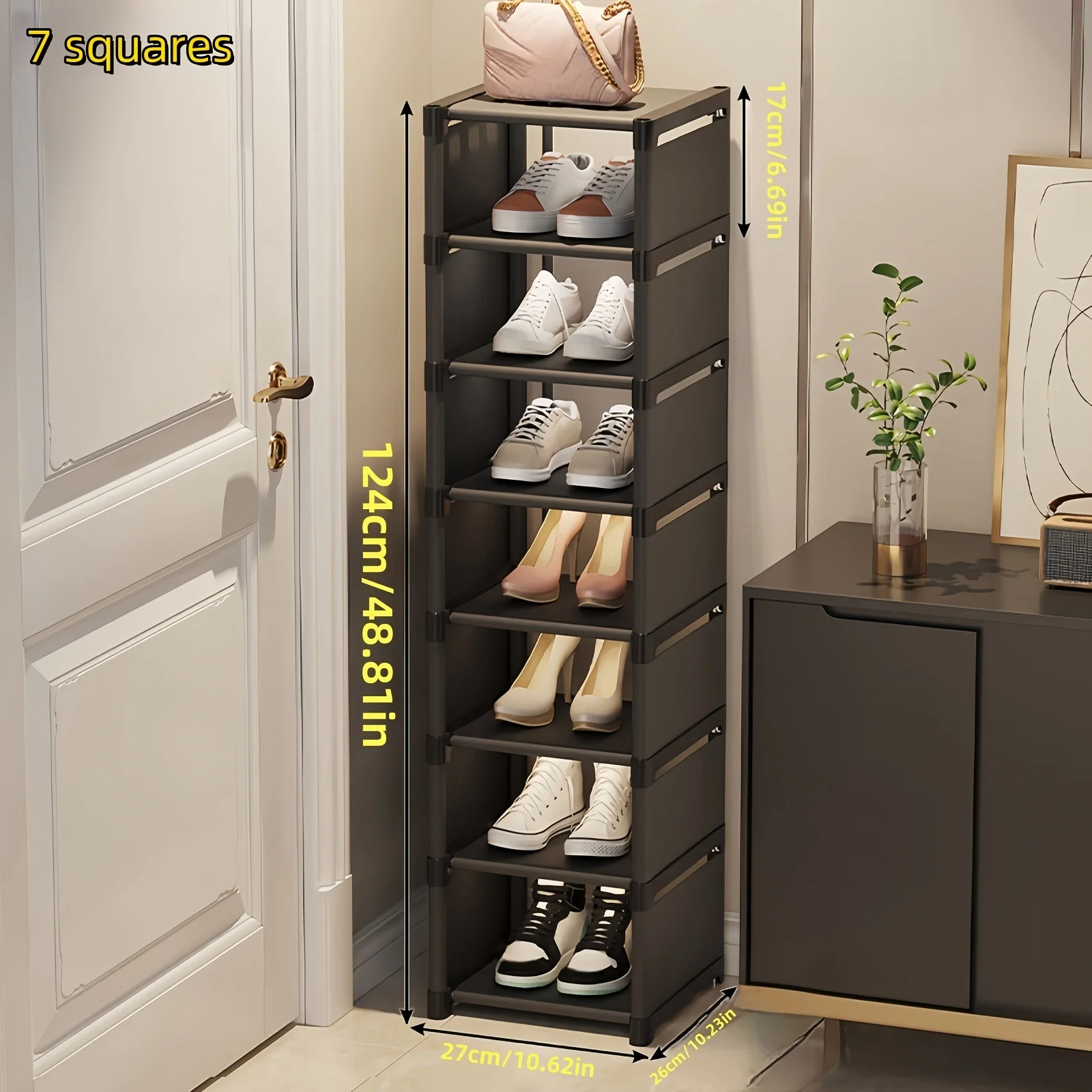 Metal Frame Shoe Rack Multi-Tier Fabric Shelves Space Saving for Sneakers Sandals Entryway Easy Assembly Holiday Storage thumbnail 6